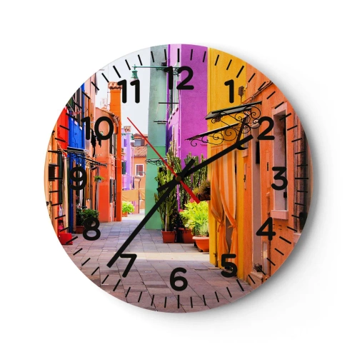 Horloge murale - Pendule murale - Allée arc-en-ciel - 40x40 cm