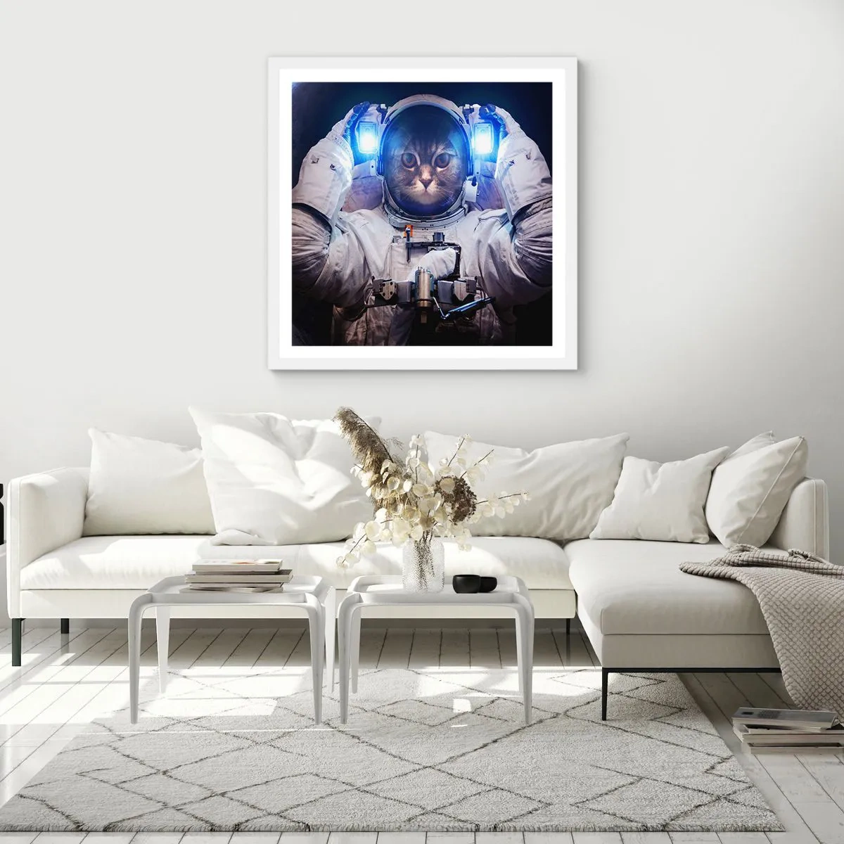 Affiche dans un cadre blanc - Poster - Houston, vous avez un problème - 60x60 cm