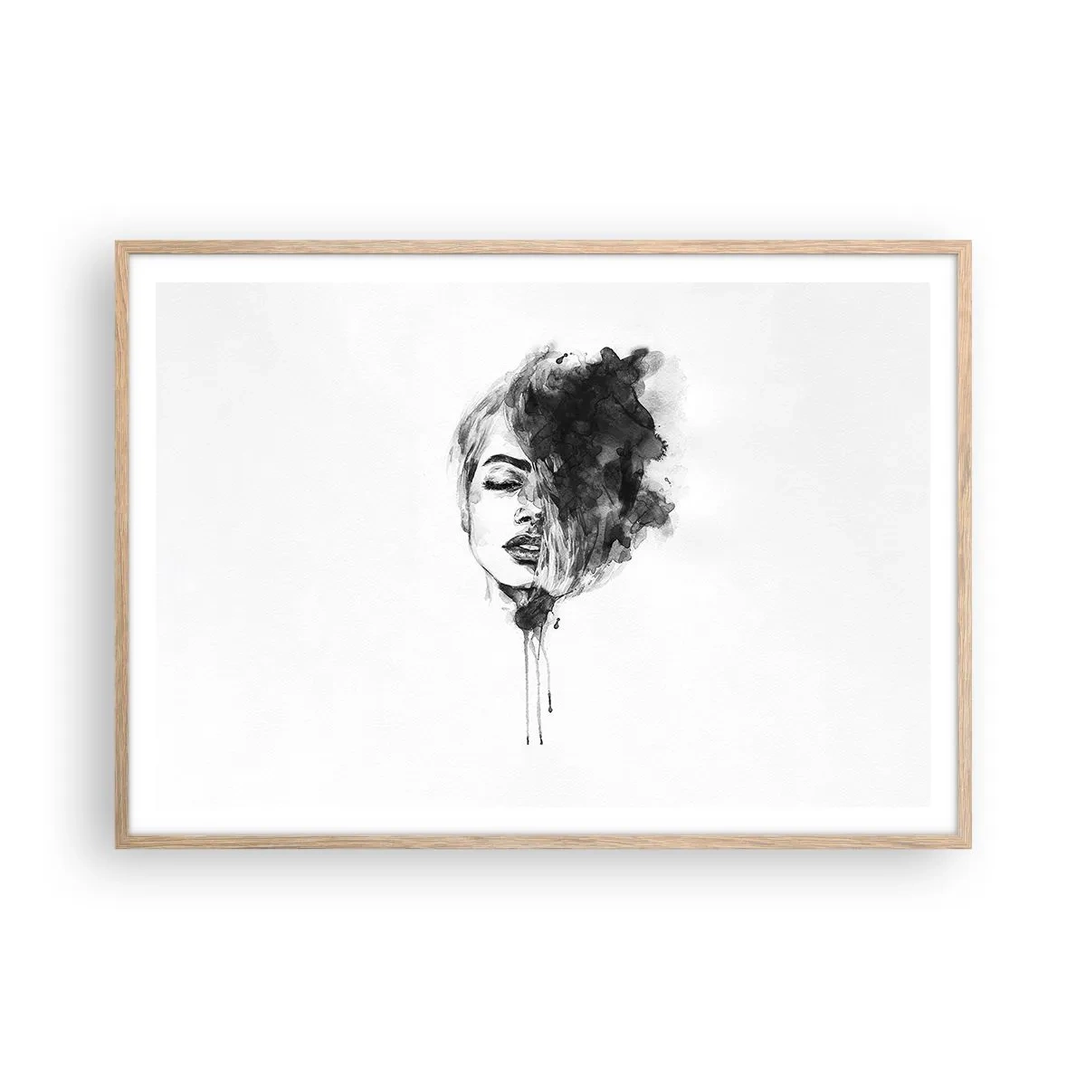Affiche dans un chêne clair - Poster - De quoi rêve la fille - 100x70 cm