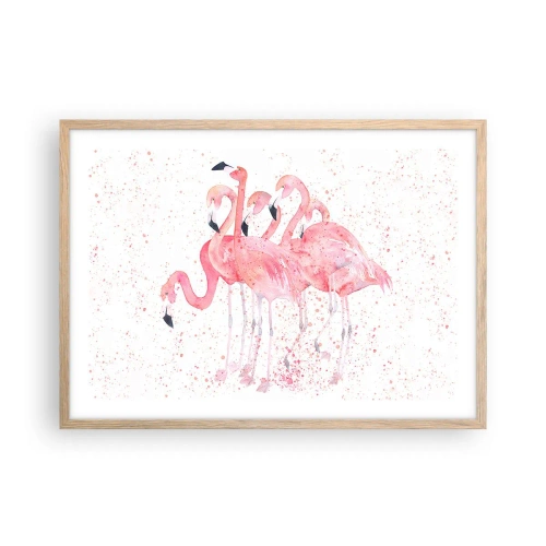 Affiche dans un chêne clair - Poster - Ensemble rose - 70x50 cm