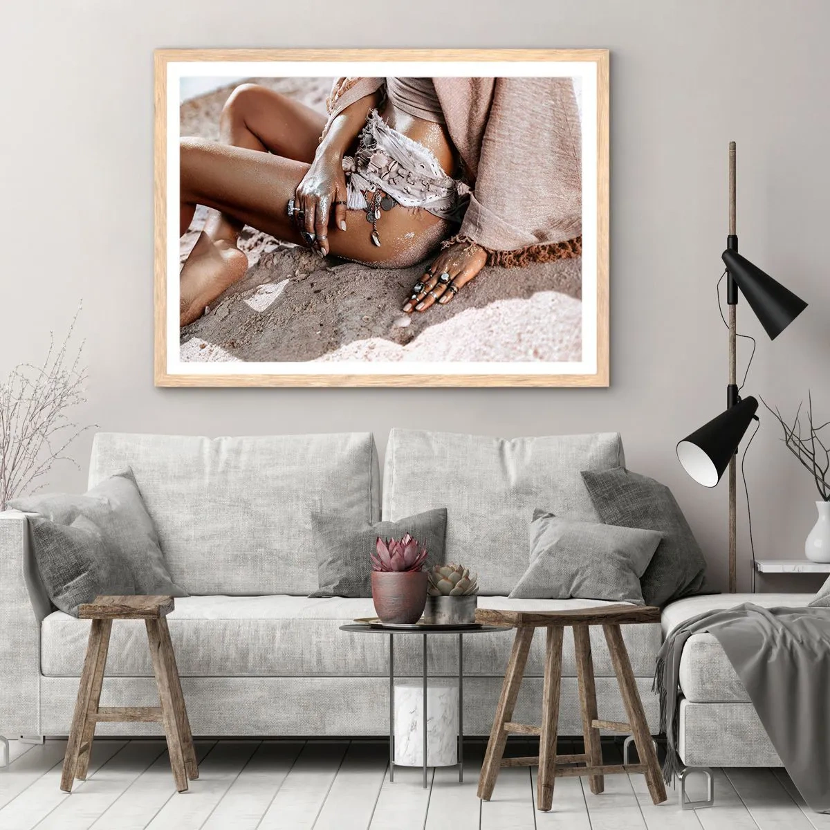 Affiche dans un chêne clair - Poster - Rejeté par la vague? - 50x40 cm