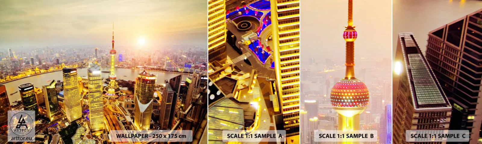 Échantillon de Papier Peint Autocollant Deluxe Sticker - Rêve asiatique - Ville, Paysage, Architecture - 100x30 cm