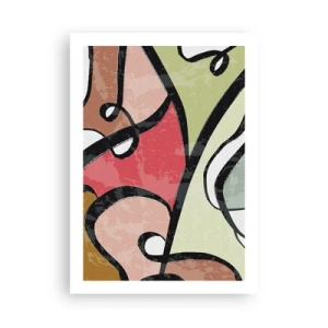 Affiche - Poster - Abstraction colorée avec des contours noirs - 50x70cm - Pirouettes parmi les couleurs - Décoration murale moderne pour le salon et la chambre ARTTOR