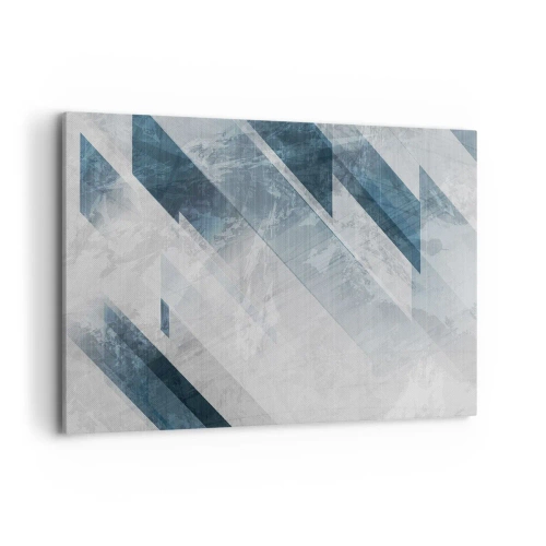 Impression sur toile - Image sur toile - Lignes abstraites dans des tons de gris et de bleu - 120x80cm - Composition spatiale - mouvement gris - Décoration murale moderne pour le salon et la chambre ARTTOR