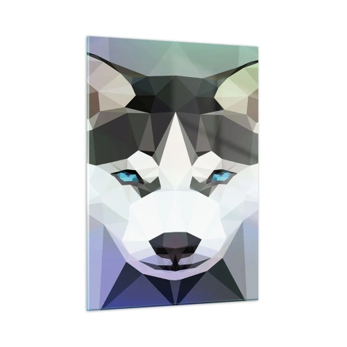 Impression sur verre - Image sur verre - Géométrie du loup dans un style moderne - 50x70cm - La mémoire des neiges du nord - Décoration murale moderne pour le salon et la chambre ARTTOR