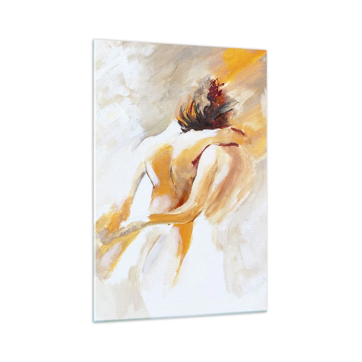 Impression sur verre - Image sur verre - Scène abstraite d'une étreinte romantique - 70x100cm - Proximité dans le ciel - Décoration murale moderne pour le salon et la chambre ARTTOR