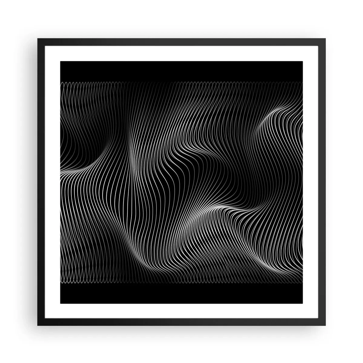 Affiche dans un cadre noir - Poster - Danse de lumière dans l'espace - 60x60 cm