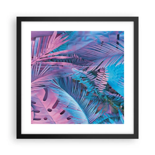 Affiche dans un cadre noir - Poster - Les tropiques en rose et bleu - 40x40 cm