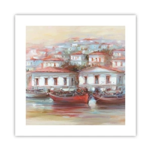 Affiche - Poster - Petite ville heureuse - 40x40 cm