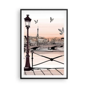 Affiche dans un cadre noir - Poster - Sur les toits de Paris - 61x91 cm