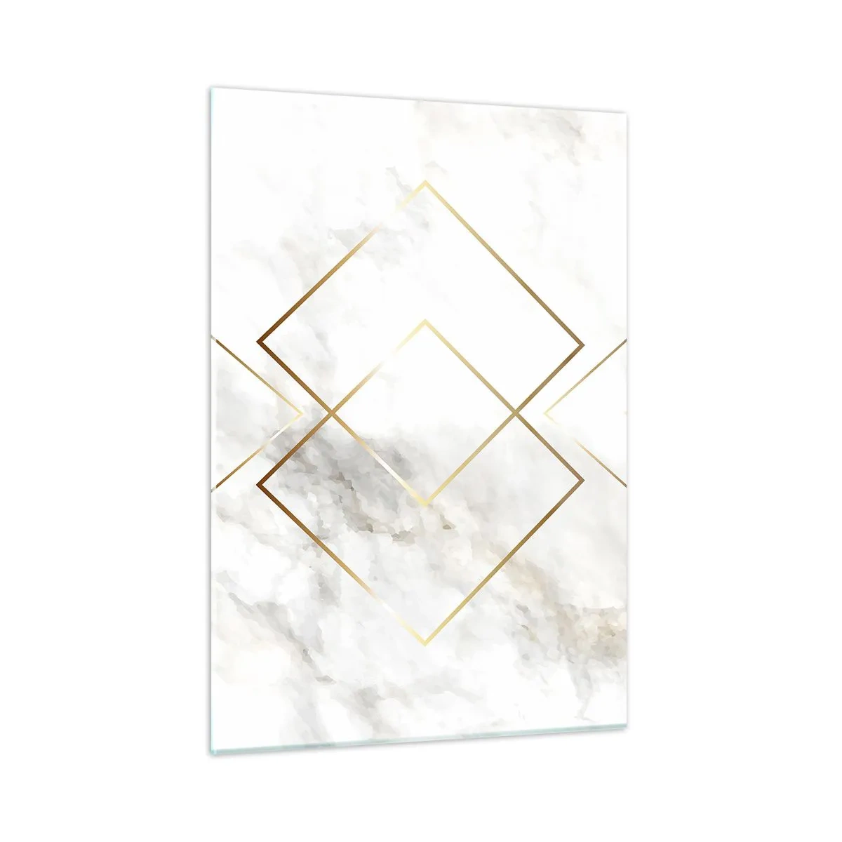 Impression sur verre - Image sur verre - Losanges géométriques dorés sur fond de marbre blanc - 50x70cm - Vue à l'infini - Décoration murale moderne pour le salon et la chambre ARTTOR