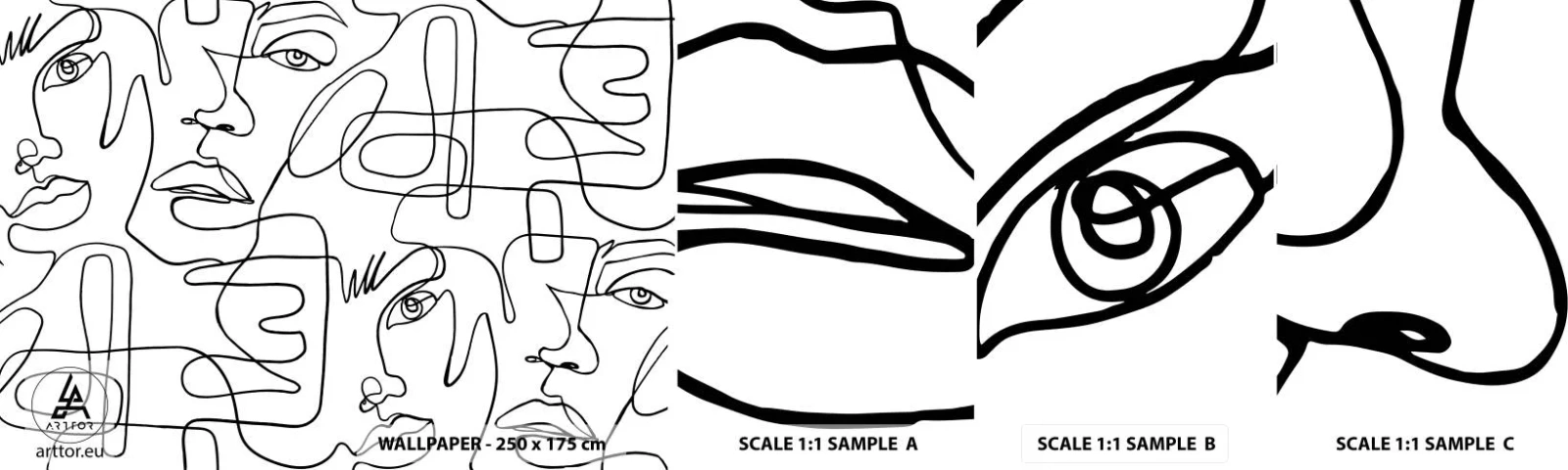 Échantillon De Papier Peint Standard Eco - Dans des émotions enchevêtrées - Visages, Doubler, Yeux - 100x30 cm