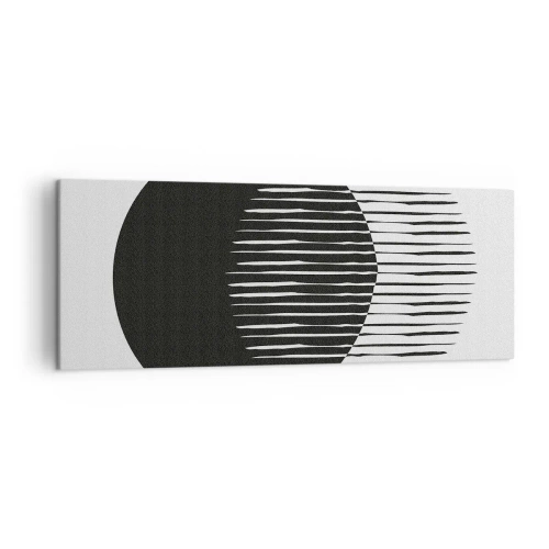 Impression sur toile - Image sur toile - Deux cercles superposés avec des lignes noires et blanches - 140x50cm - Son alter ego - Décoration murale moderne pour le salon et la chambre ARTTOR
