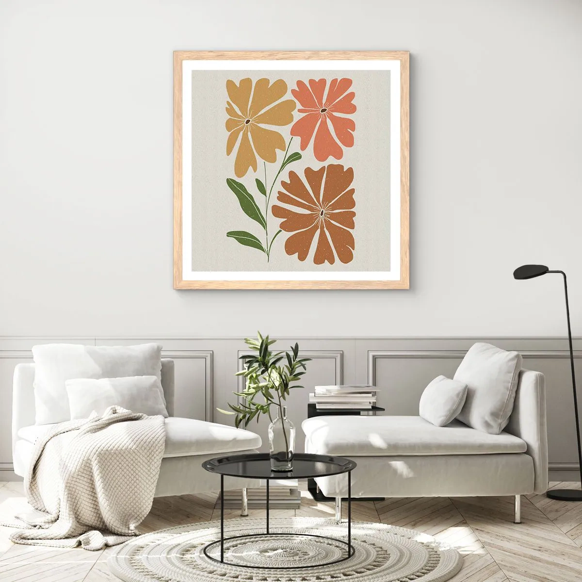 Affiche dans un chêne clair - Poster - Nature et géométrie - 60x60 cm