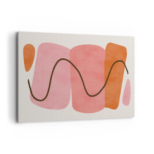 Impression sur toile - Image sur toile - Formes abstraites dans des tons roses et oranges - 100x70cm - mouvement doux des formes - Décoration murale moderne pour le salon et la chambre ARTTOR
