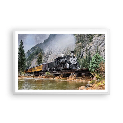 Affiche dans un cadre blanc - Poster - Et lui jusqu'où? Jusqu'où? - 91x61 cm