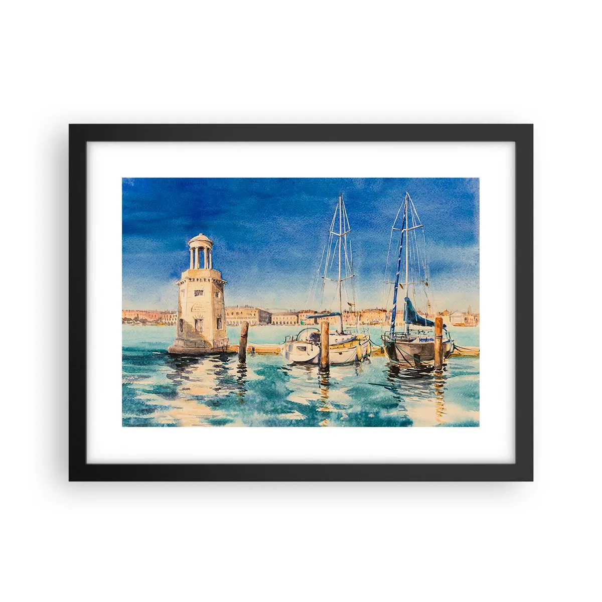 Affiche dans un cadre noir - Poster - Lagune ensoleillée - 40x30 cm