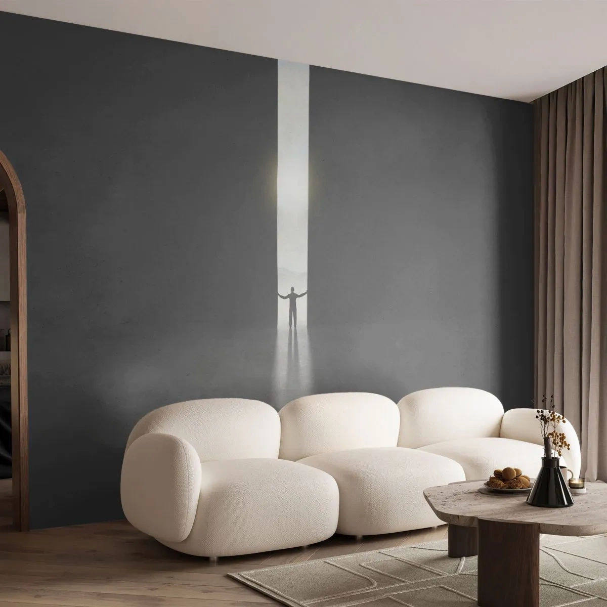 Papier Peint Autocollant Deluxe Sticker - Étape vers un avenir radieux - Abstraction, Homme, Morceau - 100x70 cm