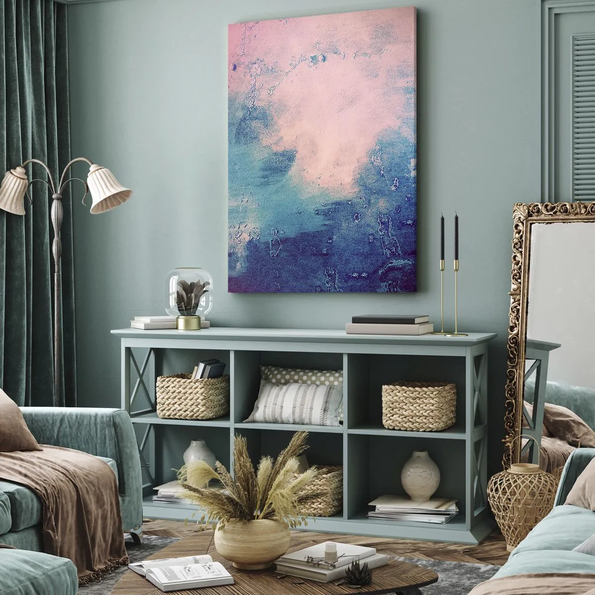 Impression sur toile - Image sur toile - Etreintes bleues - 65x120 cm