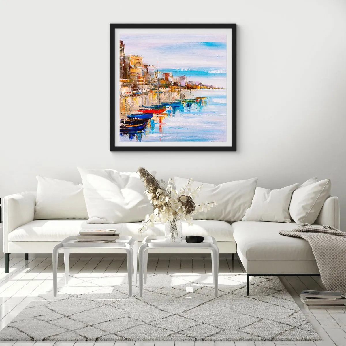 Affiche dans un cadre noir - Poster - Un havre urbain multicolore - 30x30 cm