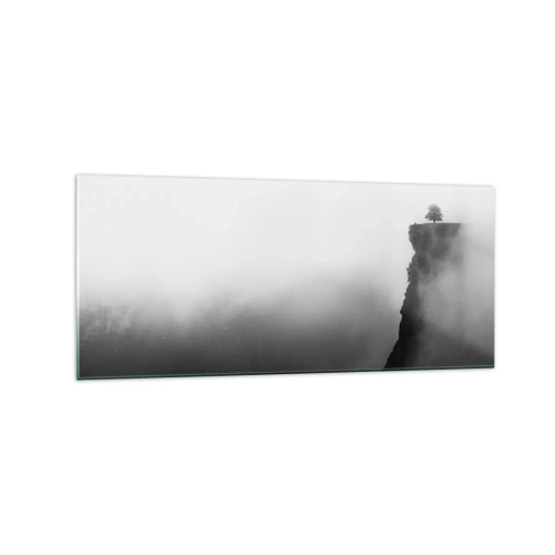 Impression sur verre - Image sur verre - Un arbre solitaire au bord d'une falaise entouré de brouillard - 120x50cm - Au bord du monde - Décoration murale moderne pour le salon et la chambre ARTTOR