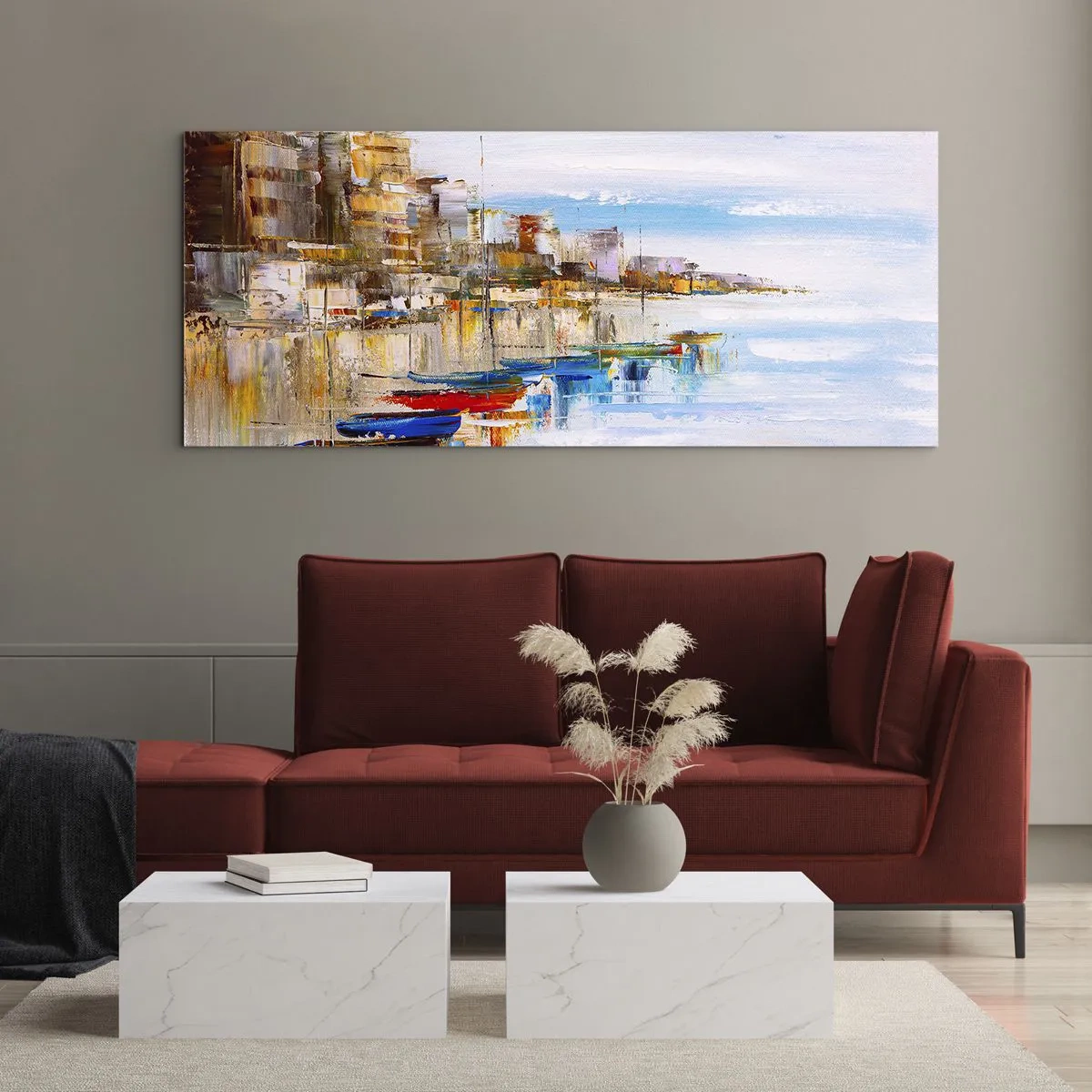 Impression sur verre - Image sur verre - Un havre urbain multicolore - 100x40 cm