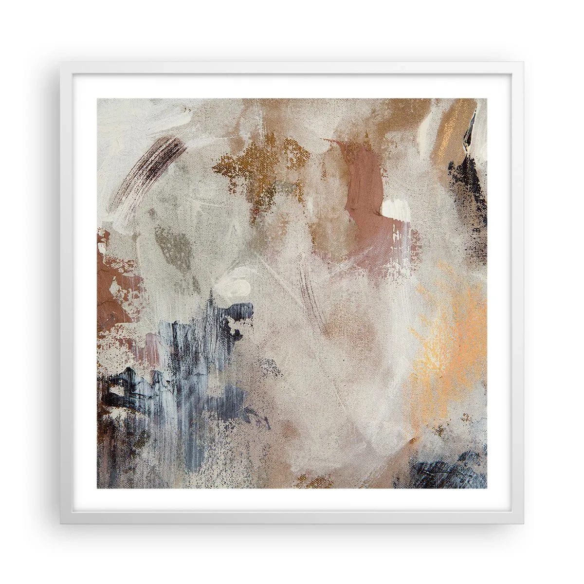 Affiche dans un cadre blanc - Poster - Abstraction brumeuse - 60x60 cm