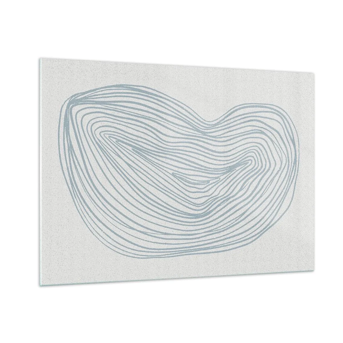 Impression sur verre - Image sur verre - De délicates lignes bleues créent une forme organique et fluide - 100x70cm - Une goutte de sourire - Décoration murale moderne pour le salon et la chambre ARTTOR