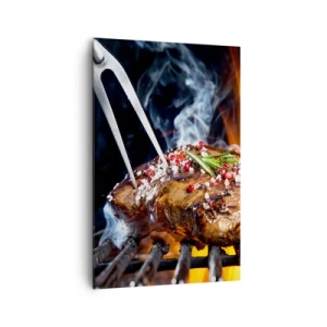 Impression sur toile - Image sur toile - Steak grillé sur un gril aux épices - 80x120cm - Juteux et parfumé - Décoration murale moderne pour le salon et la chambre ARTTOR