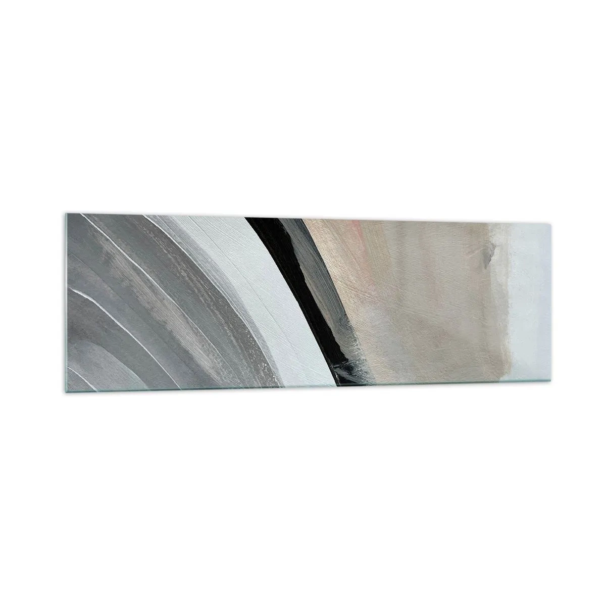 Impression sur verre - Image sur verre - Arche abstraite dans les tons de noir, gris et beige - 160x50cm - Composition : arc de noir et gris - Décoration murale moderne pour le salon et la chambre ARTTOR