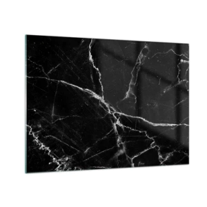 Impression sur verre - Image sur verre - Surface en marbre noir avec veines claires - 70x50cm - La vie secrète de la pierre - Décoration murale moderne pour le salon et la chambre ARTTOR