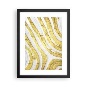 Affiche dans un cadre noir - Poster - Composition en blanc et or - 30x40 cm