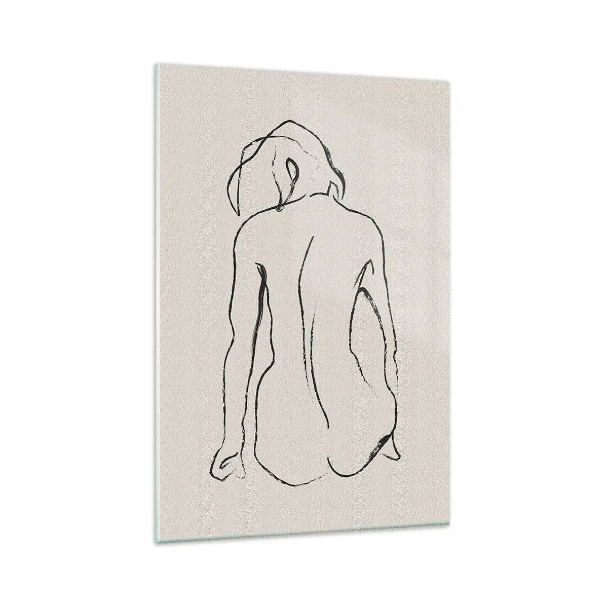 Impression sur verre - Image sur verre - Un croquis subtil de la silhouette d'une fille de dos - 80x120cm - Femme nue - Décoration murale moderne pour le salon et la chambre ARTTOR