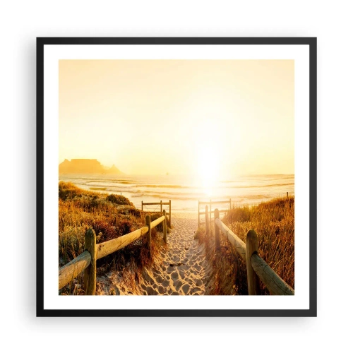 Affiche dans un cadre noir - Poster - A travers la dune, vers le soleil - 60x60 cm
