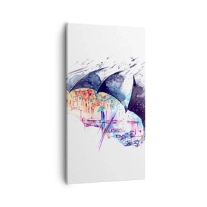 Impression sur toile - Image sur toile - Se promener sous la pluie - 55x100 cm