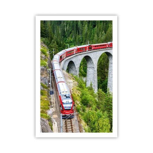 Affiche - Poster - Chemin de fer avec vue sur la montagne - 61x91 cm