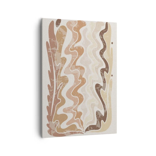 Impression sur toile - Image sur toile - Lignes abstraites ondulées dans des tons beiges - 50x70cm - Bonne énergie – bonnes émotions - Décoration murale moderne pour le salon et la chambre ARTTOR