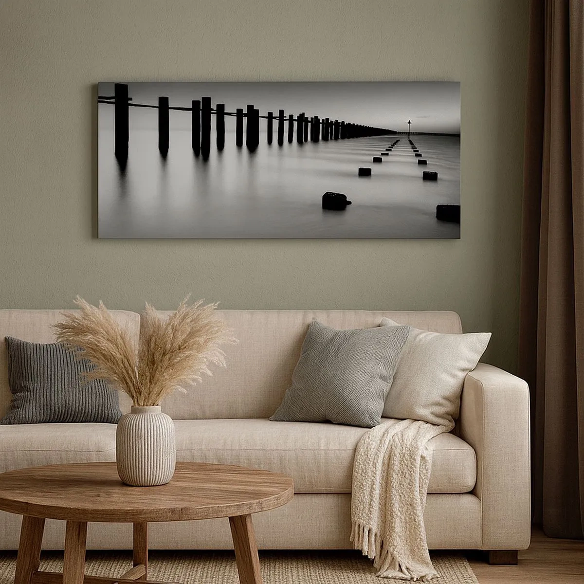 Impression sur toile - Image sur toile - Distance grise dans le brouillard - 100x40 cm