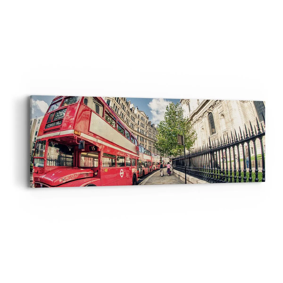 Impression sur toile - Image sur toile - Rue de Londres en gris et rouge - 90x30 cm