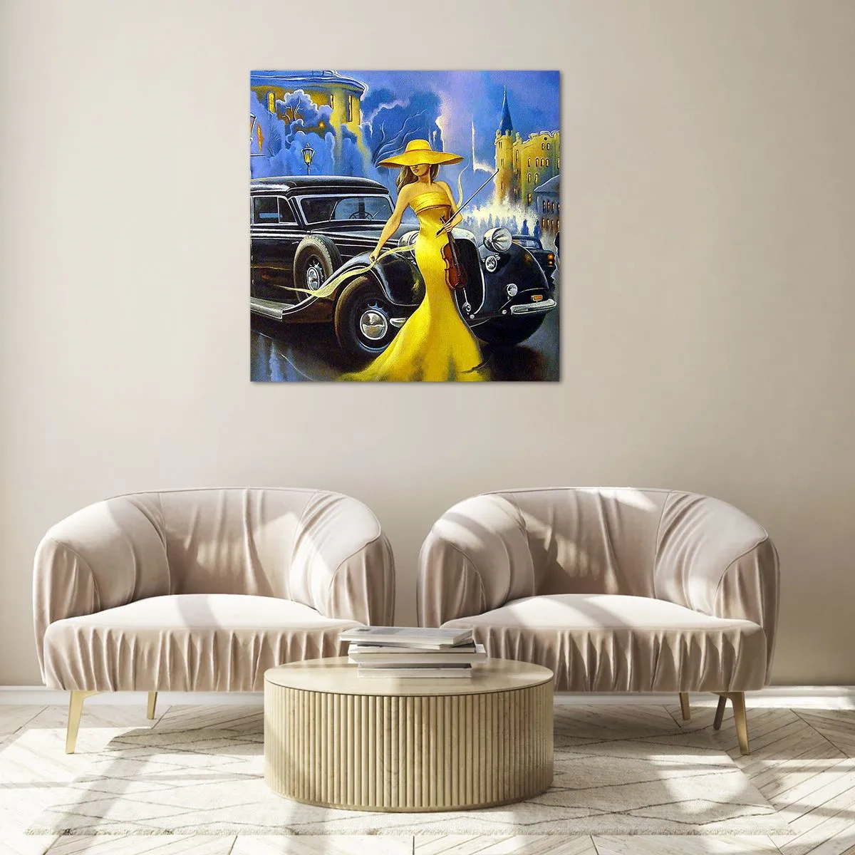 Impression sur verre - Image sur verre - Nocturne pour violon et amour - 60x60 cm