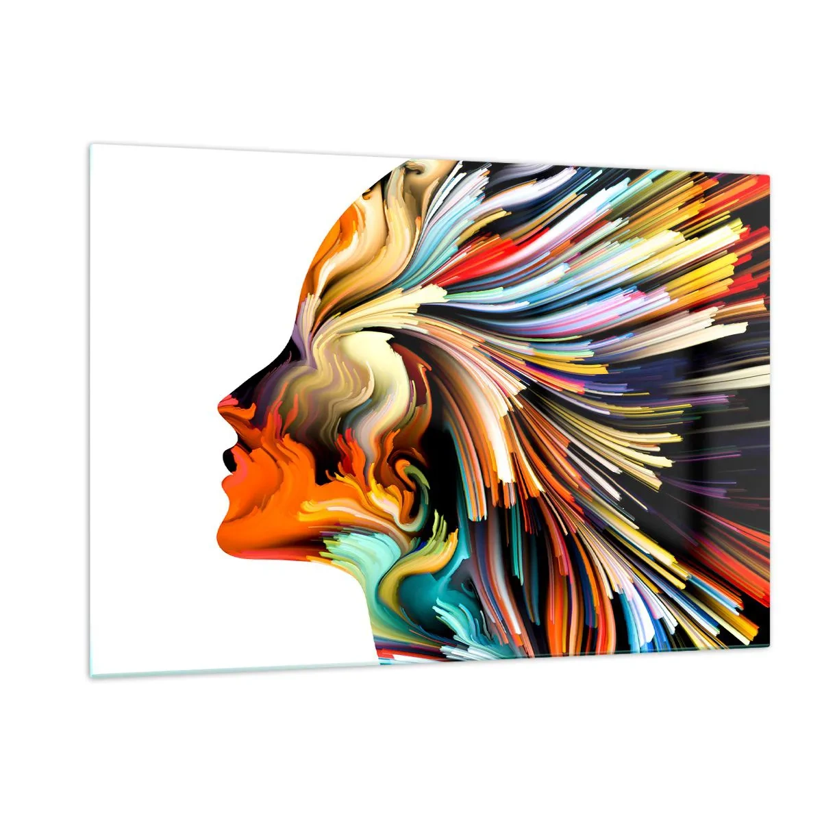 Impression sur verre - Image sur verre - Une explosion de couleurs sous la forme d'une silhouette humaine - 120x80cm - Une explosion d'imaginaire - Décoration murale moderne pour le salon et la chambre ARTTOR