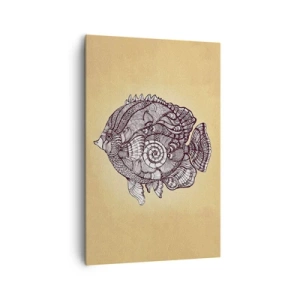 Impression sur toile - Image sur toile - Poisson décoratif dans un style de dessin avec des motifs - 80x120cm - D'un océan d'ornements - Décoration murale moderne pour le salon et la chambre ARTTOR