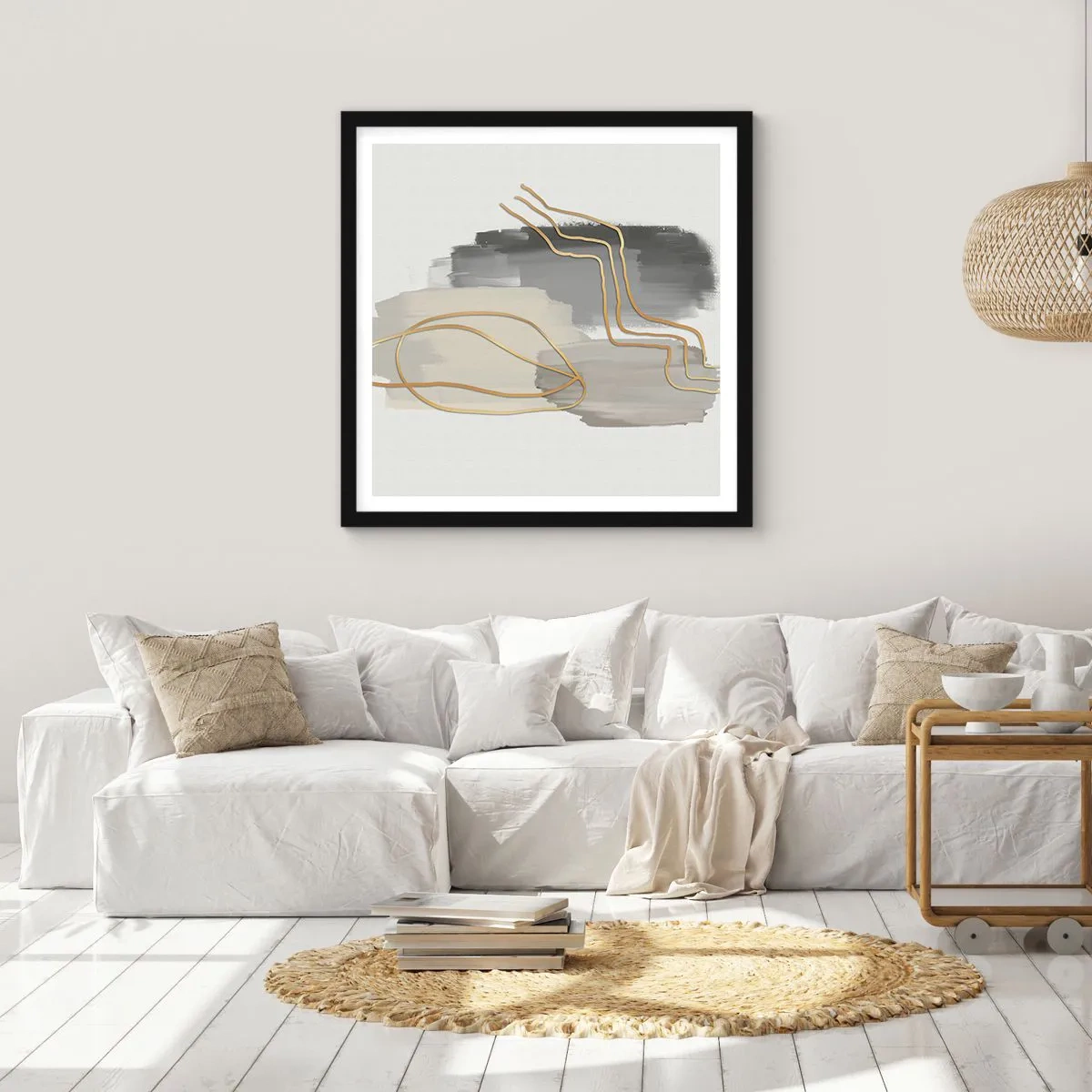 Affiche dans un cadre noir - Poster - Durée et mouvement - 60x60 cm