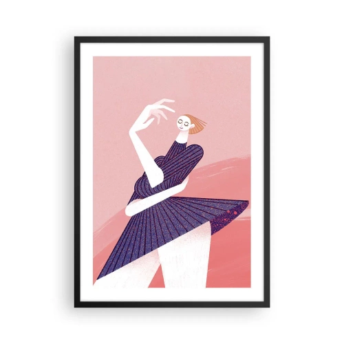 Affiche dans un cadre noir - Poster - Silhouette féminine abstraite dans une pose dynamique - 50x70cm - Chaque pas de danse est une ceinture - Décoration murale moderne pour le salon et la chambre ARTTOR