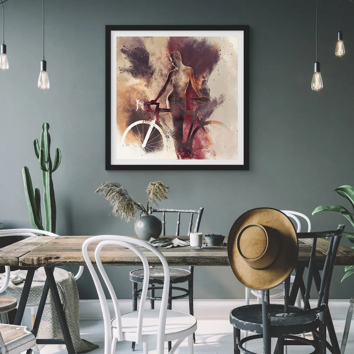 Affiche dans un cadre noir - Poster - Une âme de vélo aux formes marbrées - 40x40 cm