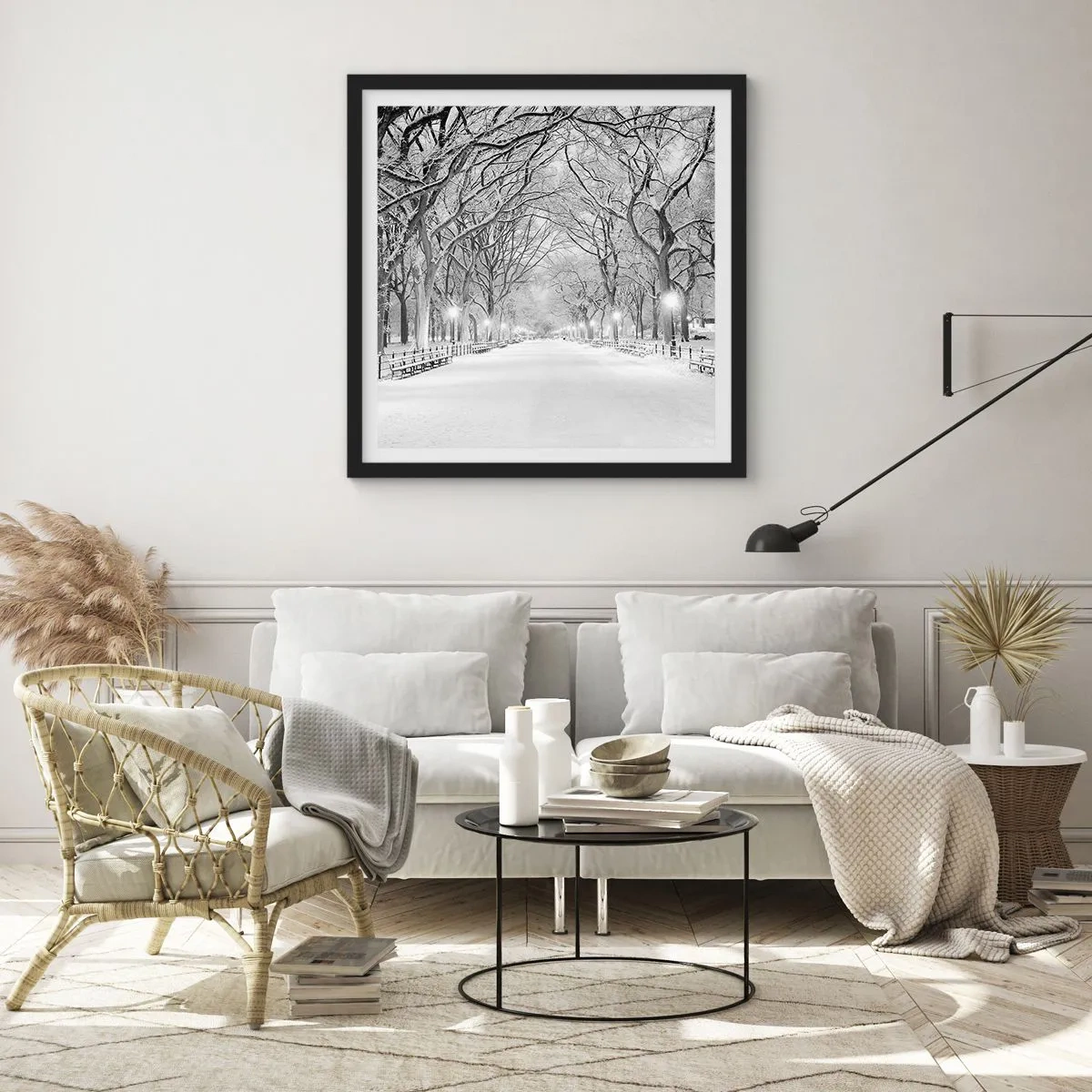 Affiche dans un cadre noir - Poster - Les quatres saisons – l’hiver - 60x60 cm