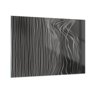 Impression sur verre - Image sur verre - Lignes délicates dans un arrangement abstrait sur un fond sombre - 100x70cm - Rythme et accent - Décoration murale moderne pour le salon et la chambre ARTTOR