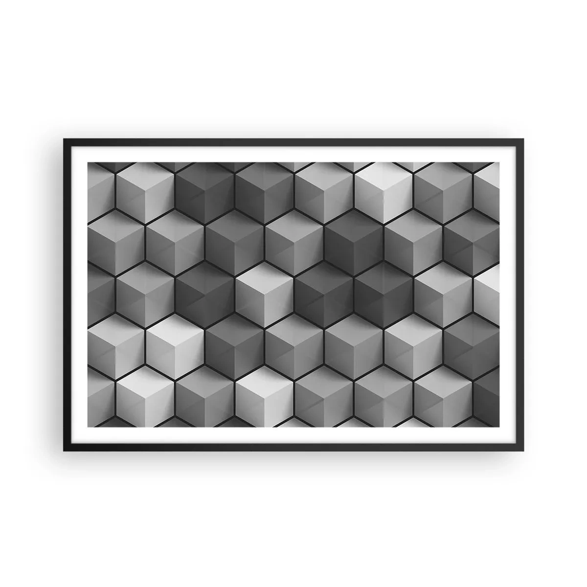 Affiche dans un cadre noir - Poster - Puzzle cubiste - 91x61 cm