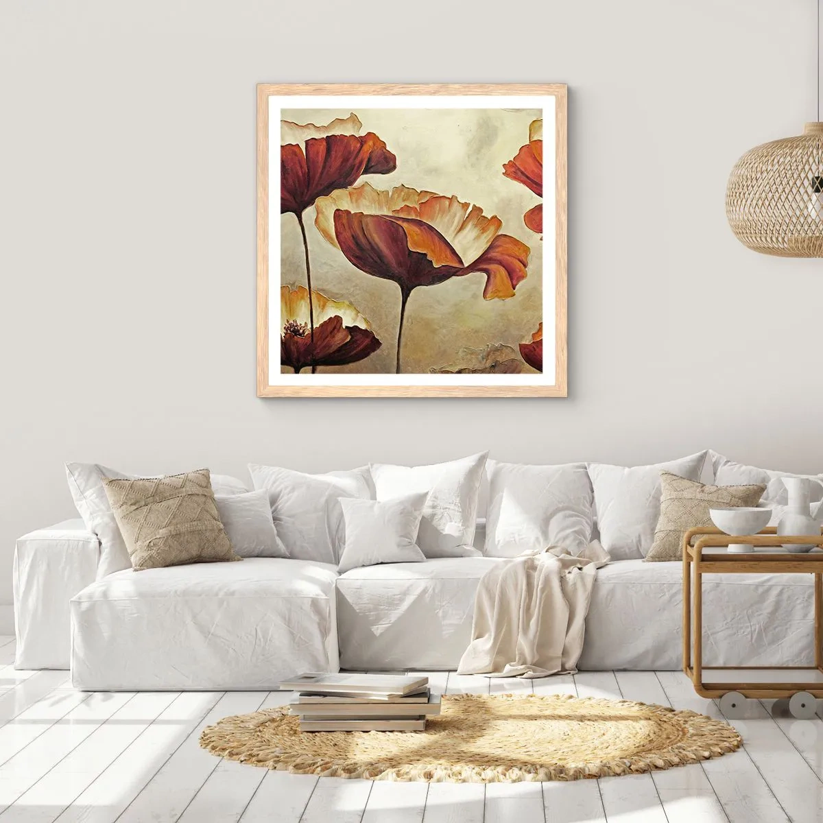 Affiche dans un chêne clair - Poster - À la lisière des champs - 60x60 cm