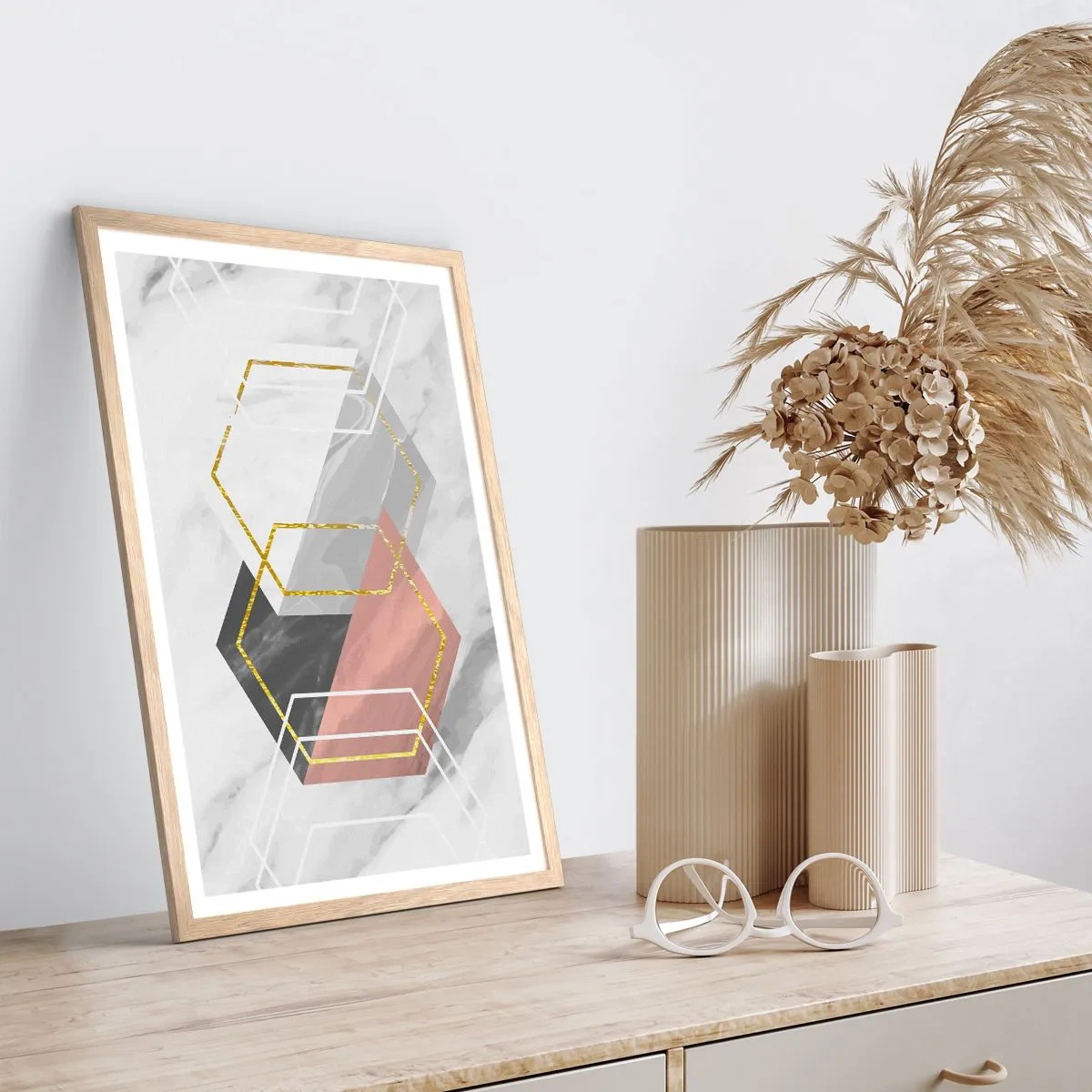 Affiche dans un chêne clair - Poster - Composition en chaîne - 30x40 cm